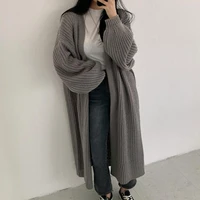 hotwomens coat winterautumn 2022 casual slimcardigan pure color all matched lantern sleeve ribbing knitted coat for going out