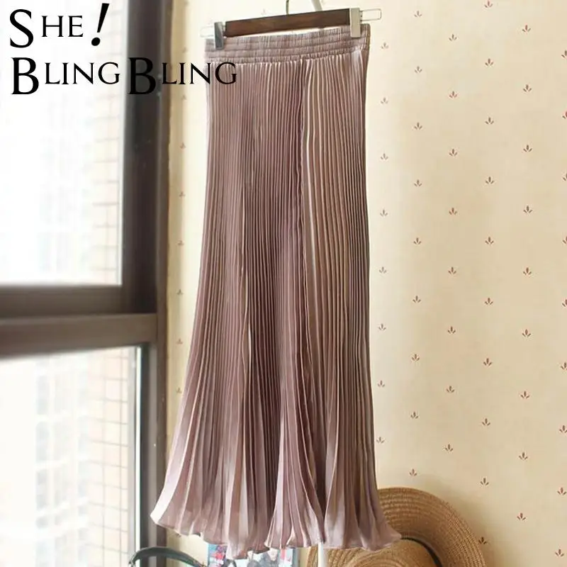 Женская плиссированная юбка макси с оборками на подоле эластичная длинная