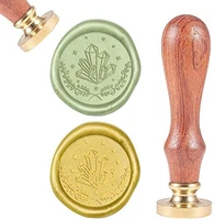 1pc wax seal stamp crystal vintage wax sealing stamps retro 25mm removable brass head wooden handle for envelopes wine packages