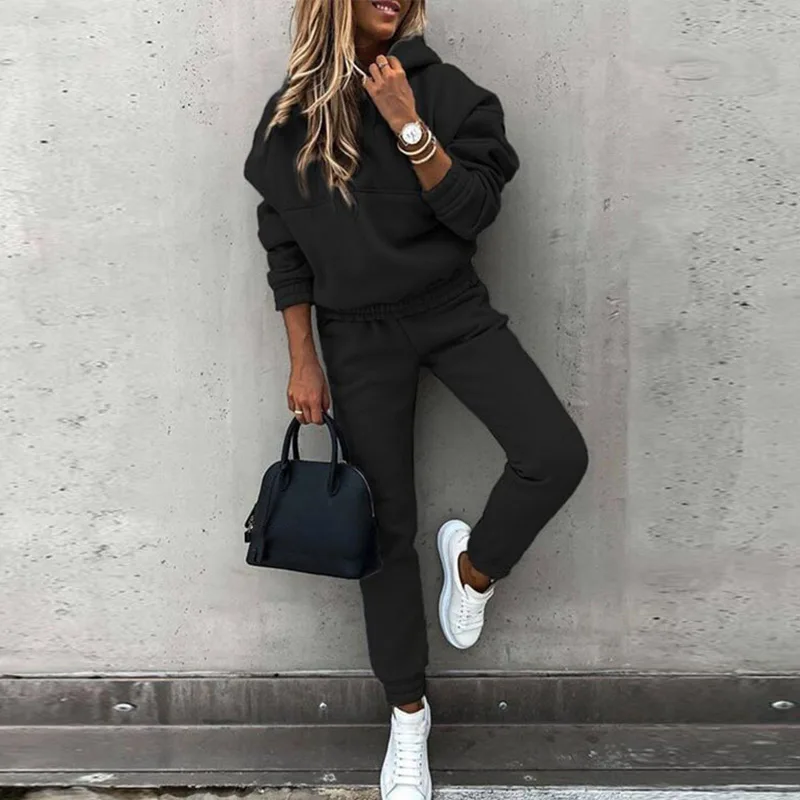 Костюм спортивный женский однотонный с флисовой подкладкой повседневный