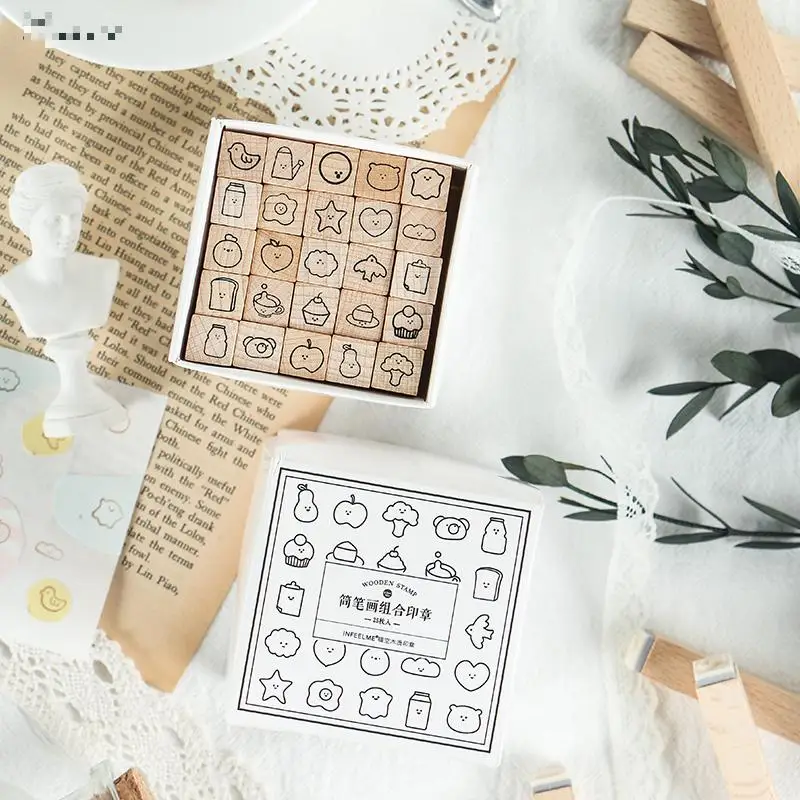 25 шт./компл. Винтаж простой штамп граффити DIY Деревянные и резиновые штампы для скрапбукинга канцелярские Скрапбукинг Стандартный штамп