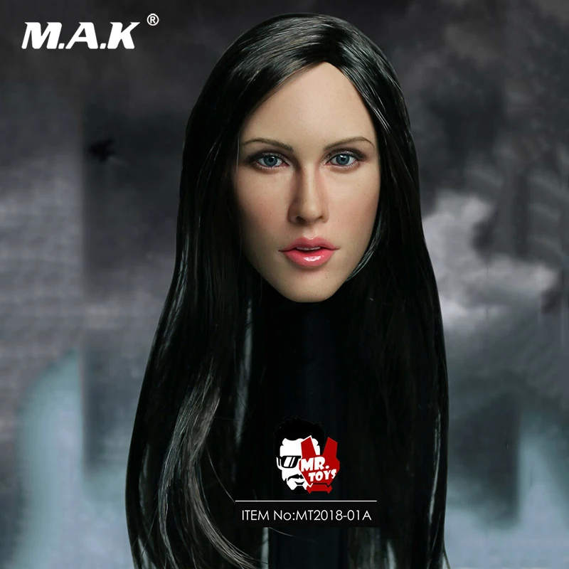 Пшенично коже MR. Игрушки 1/6 с принтом &quotМеган Фокс&quot голова резьба черные волосы