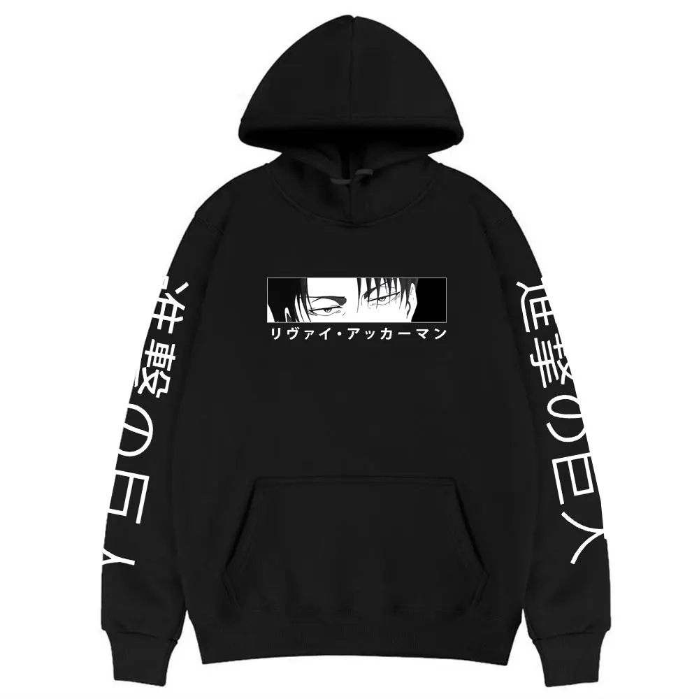 

Anime Attack on Titan Hooded Sweatshirts Levi Ackerman Eyes Pattern Sweatshirt with Hood Men Women 100% Pure Cotton Hoodie Tops