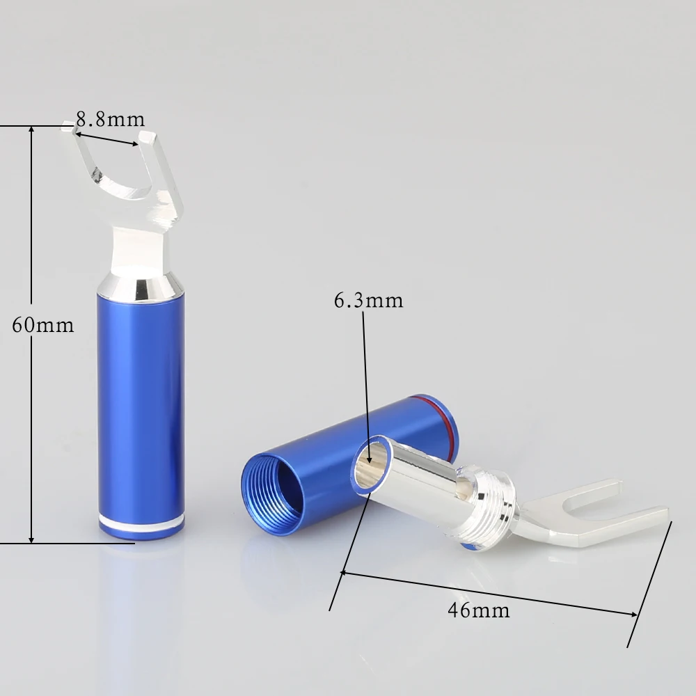 4PCS Hifi High Performance Red Copper Silver Y Amplifier Audio Speaker Cable Connection Plug | Электроника