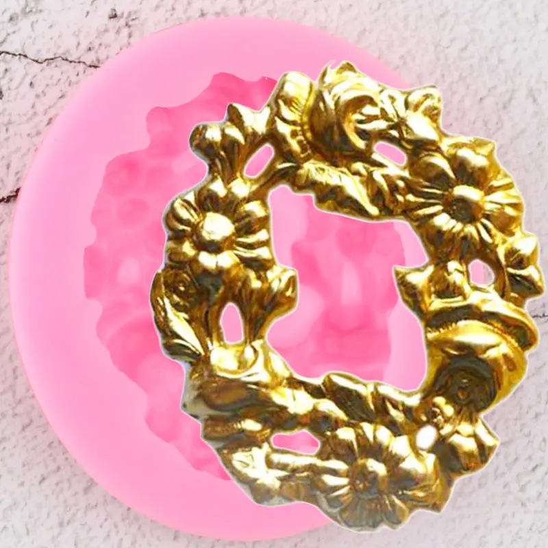 Цветочная Гирлянда рамка силиконовая форма прокрутки листья помадка для кекса