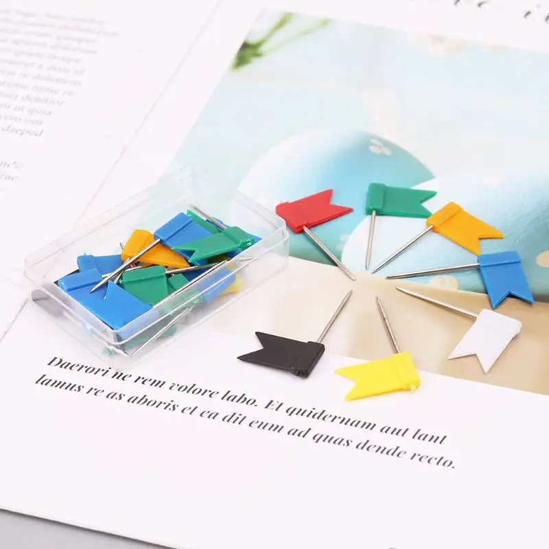 160Pcs Multi Color Flag shaped Push Drawing Pins Notice Cork Board Map Marker Thumbtack Office Supplies | Канцтовары для офиса и