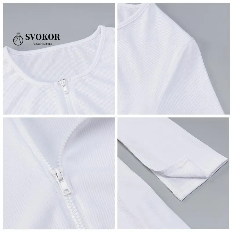 

SVOKOR V-neck Zippers Women Dress Autumn Winter Knitted Dresses Sexy Party Dress Mini Long Sleeve Package Hip