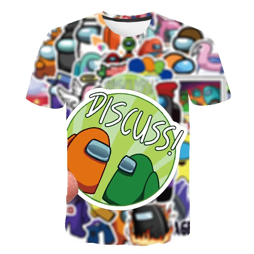 

2020 Video Game Among Us T-Shirt Kids Toddler Streetwear 3D Cartoon Anime T shirt Impostor Boys Clothes 4-14Y Summer Top Tee
