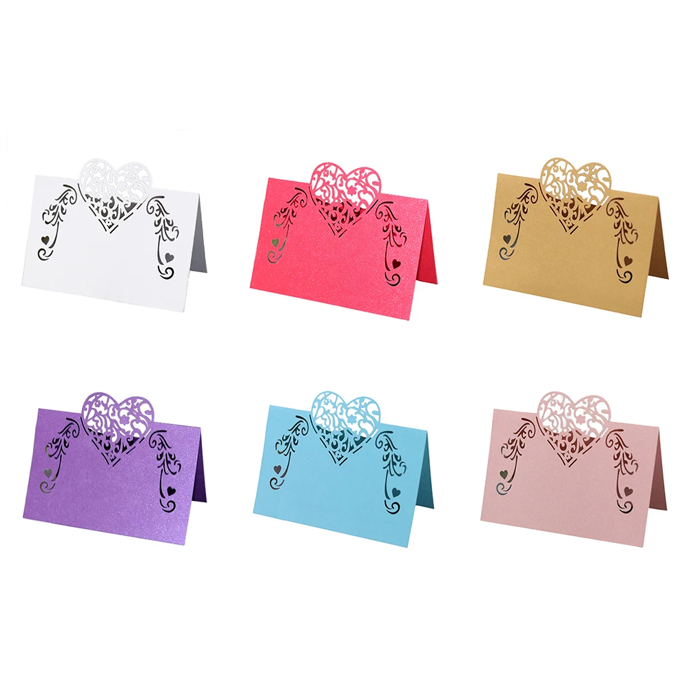 Новый 50 шт./компл. лазерная резка стол в форме сердца визитная карточка места