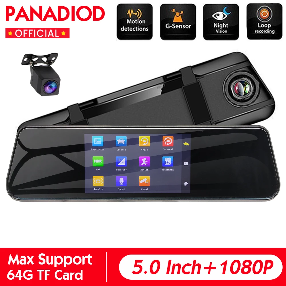 Автомобильное зеркало заднего вида с сенсорным экраном 5 дюймов для