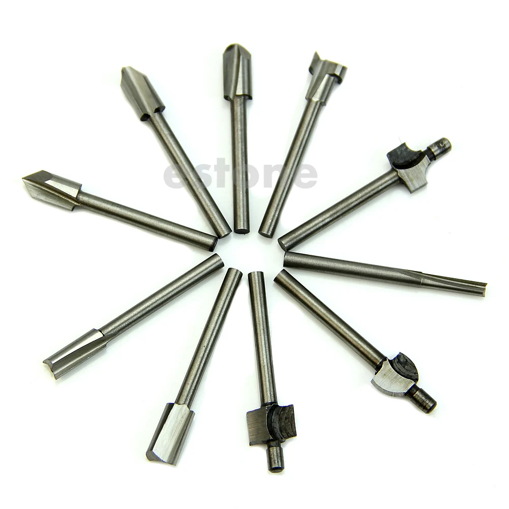 

L9BE 10x 1/8" Shank HSS Router Rotary HSS Woodworking Drill Bits Set New