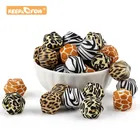 Детский силиконовый Леопардовый принт 14 мм шестигранные бусины Terrazzo жевательные 10 шт. бусины аксессуары Детская пустышка детская игрушка для кормления