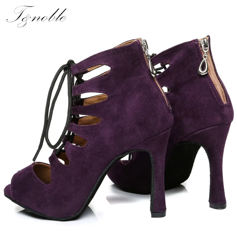 Женские высокие ботинки для латиноамериканских танцев красные фиолетовые