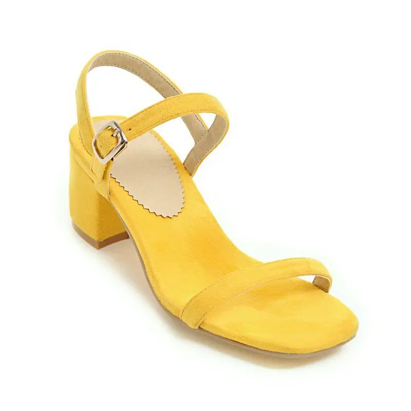 Женские сандалии ZawsThia желтые Босоножки с открытым носком на квадратном каблуке