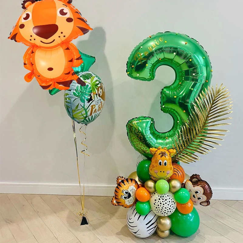 

1 2 3 4 5 6 7 8 9 Jungle Animal Balloons Set Green Number Ballon for Boy Birthday Party Decor Jungle Animal Party Decor Ballons