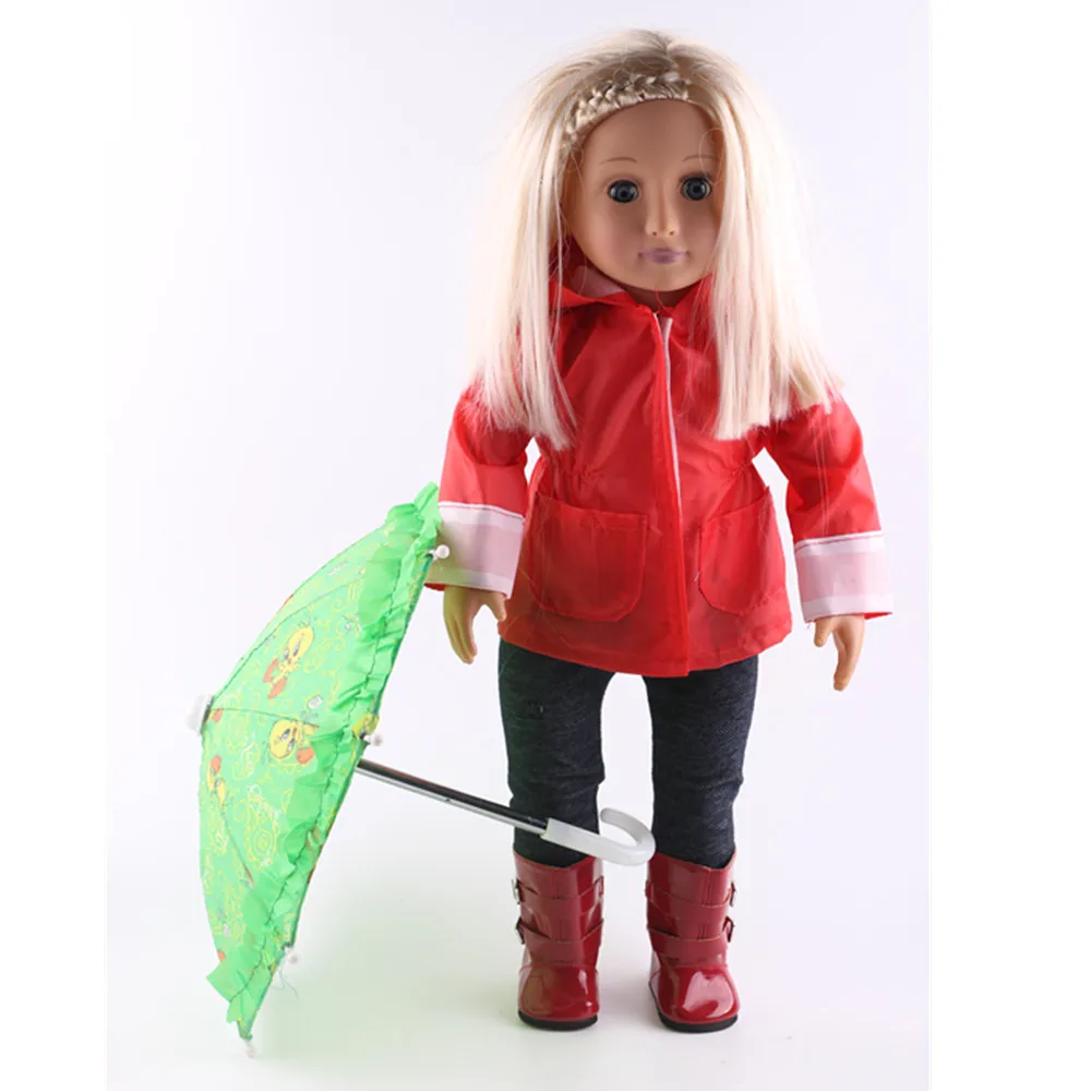 Кукла дождевик снаряжение желтая зеленая утка автоматический зонт подходит для