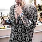 Рубашка мужская с этническим принтом, винтажная пляжная майка с длинными рукавами, шикарная дышащая Гавайская брендовая одежда в стиле High Street