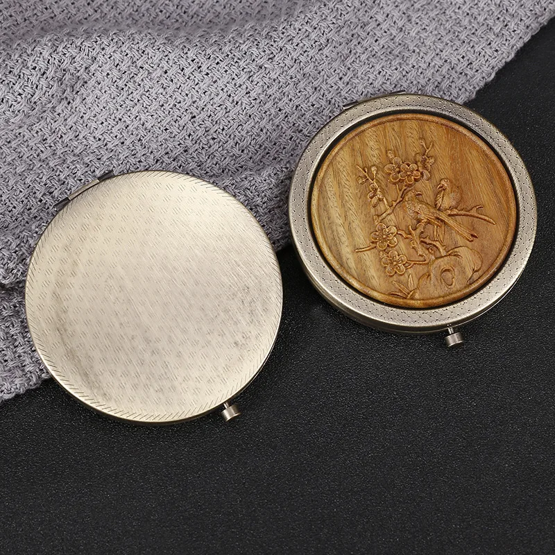 Косметическое зеркало с деревянной резьбой портативное косметическое