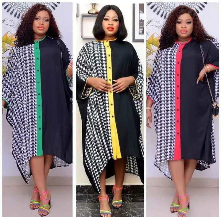 

Женское платье с рукавом «летучая мышь», повседневное Свободное длинное платье макси в африканском стиле с принтом в стиле пэчворк, 2020