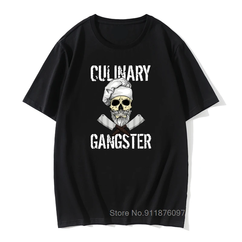 

Culinary Gangster Cooking Chef Kitchen Tshirt Men's Cotton Casual Tee Shirt Round Collar Cook Tees Tops Tees Original