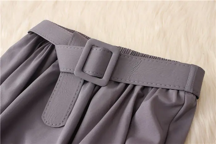 

2020 New Summer Women Mid-Calf Belt High Waist Pleated Chiffon Skirts Female Solid Lace-Up A-Line Skirts Saia Femme Jupe X287