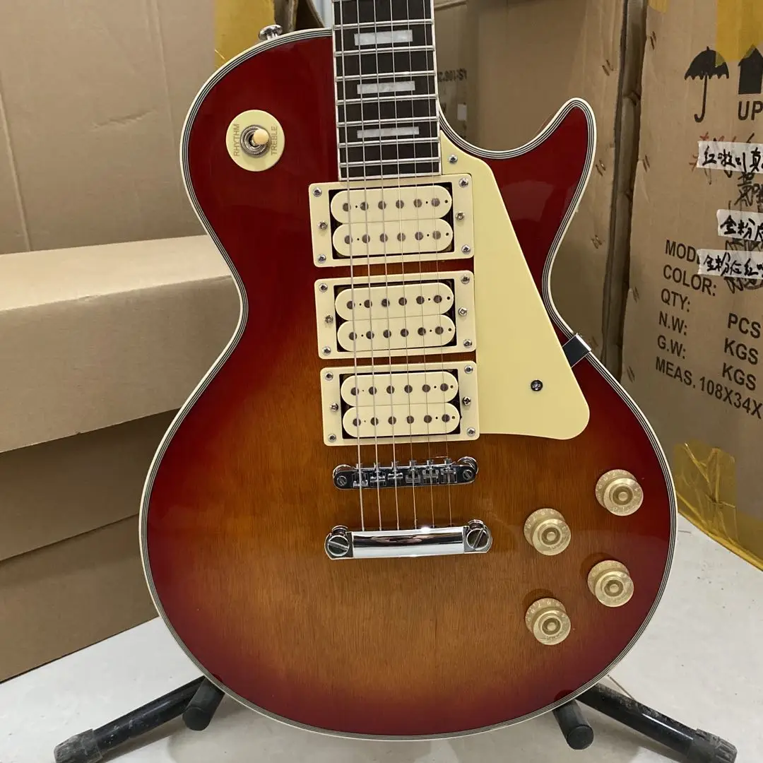

Custom Electric Guitar Cherry Sunburst Color Mahogany Body 3 Pickups Rosewood Fingerboard High Quality Free Shipping