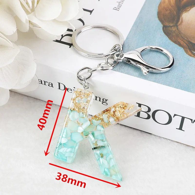 1 шт. брелок с голубым алфавитом английскими буквами блестящий градиентный