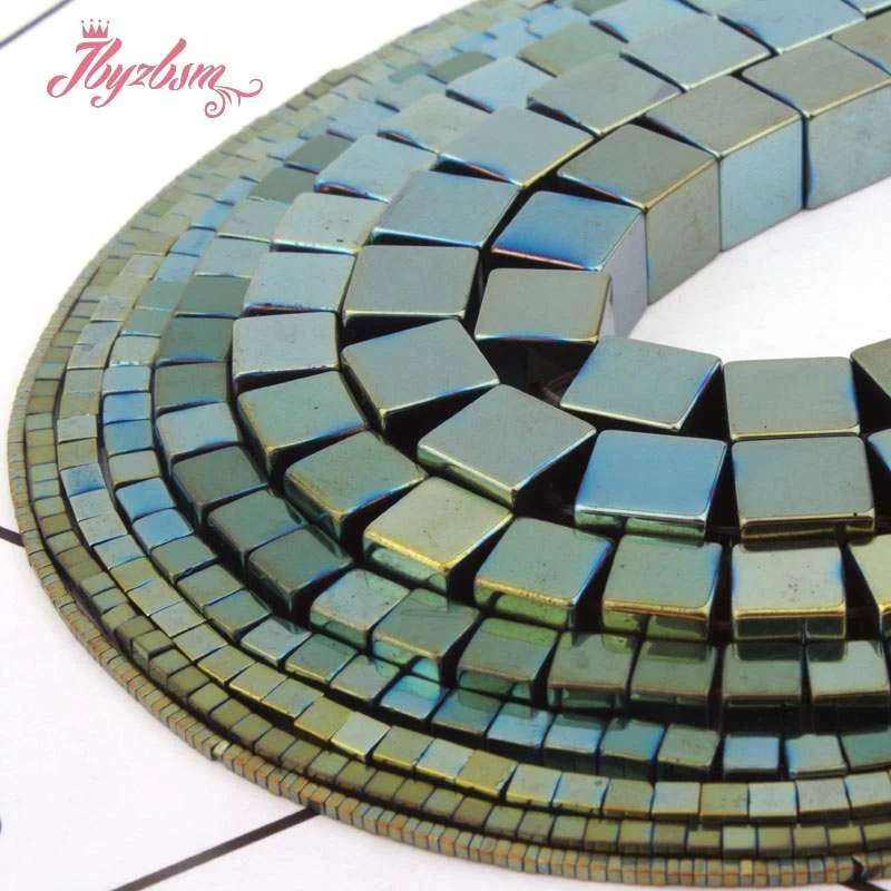 1-10 мм Гладкие квадратные зеленые гематитовые бусины из натурального камня для