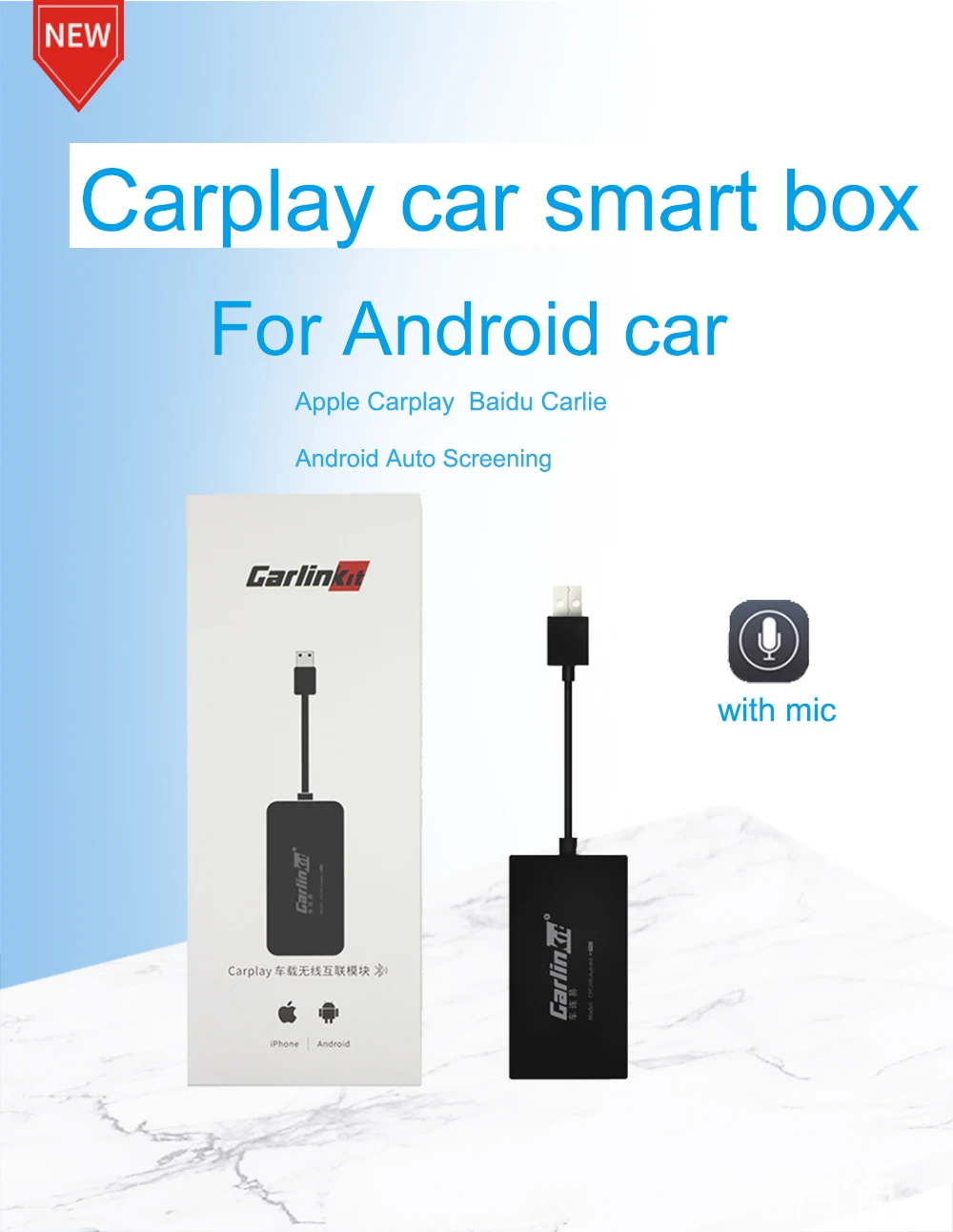 Carlinkit беспроводной Смарт ссылка Apple CarPlay ключ для Android навигации плеер мини USB Carplay палка с Android авто