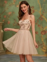 

Women's Sexy Wholesale Sweetheart Sequin Short Tulle Prom Dress