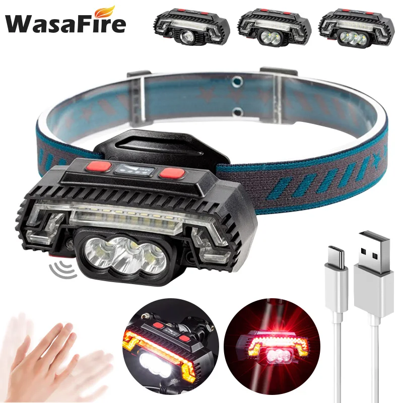 

Mountain Road Bike Light Front Lamp T6 LED Bicycle Headlight Lantern USB Rechargeable Sensor Headlamp Night Riding Taillight