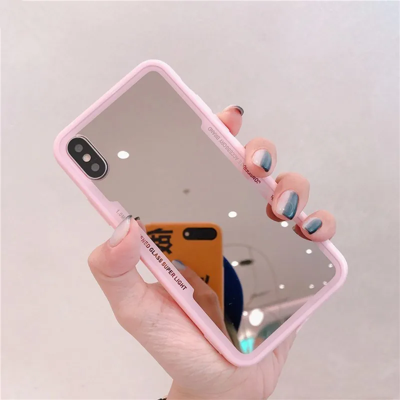 Зеркальный чехол для Iphone 13 12 11 Pro XS Max XR X 7 8 6 Plus противоударный розовый мягкий
