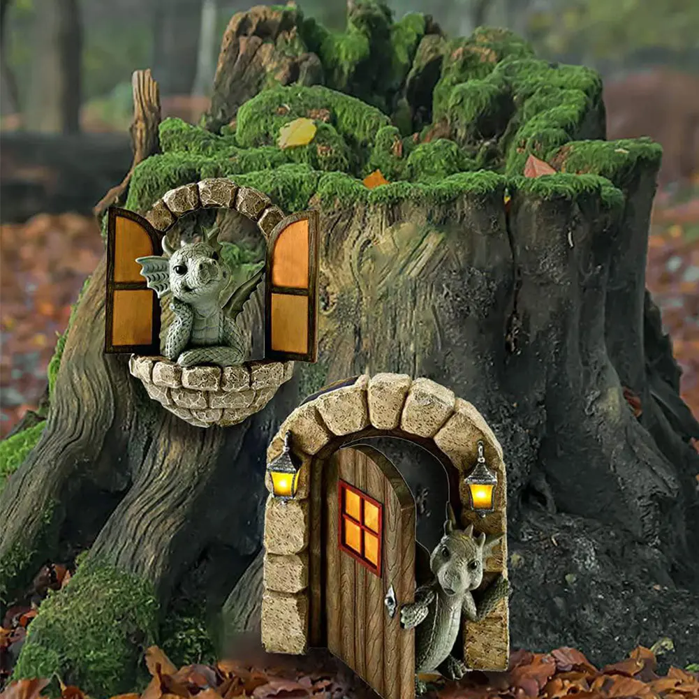 Полимерные украшения в виде динозавра для восхождения окна двери дерева двора