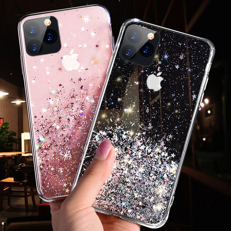 Bling Glitter Translucent Case For iPhone 11 Pro X XS Max XR Soft TPU Silicone Cover 7 8 6 6S Plus Clear Cases |