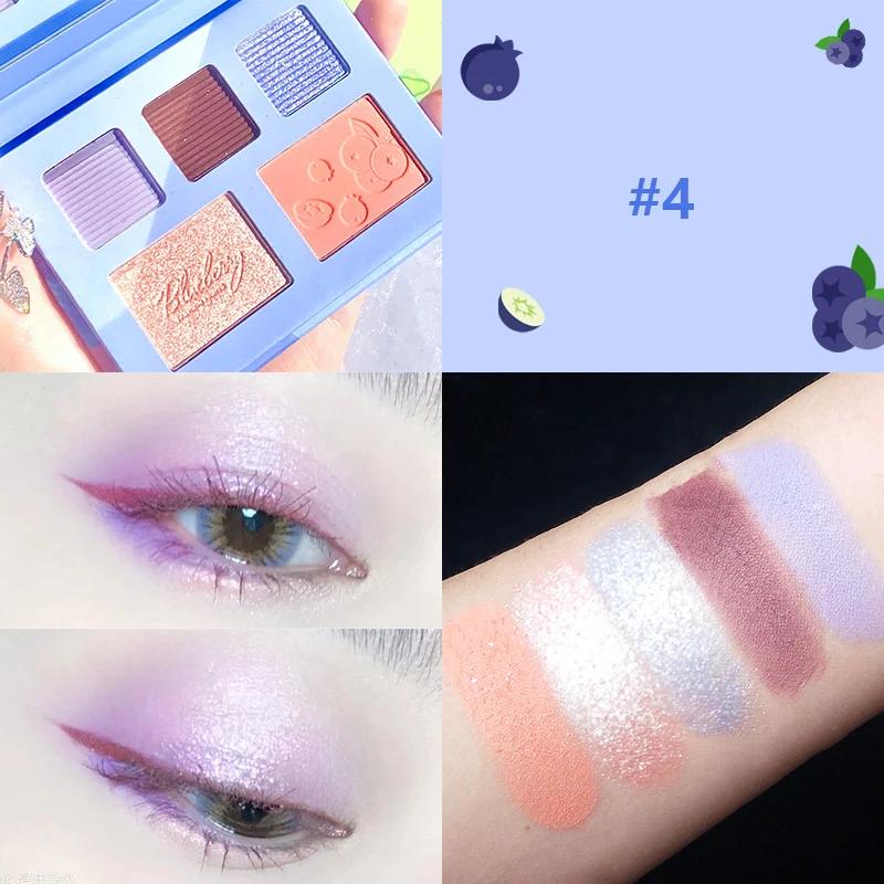 5 цветов матовые фиолетовые блестящие тени для век Палитра перламутровый