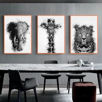 lion tiger owl zebra diamond painting cross stitch wall art canvas painting black white africa animal nordic living room
