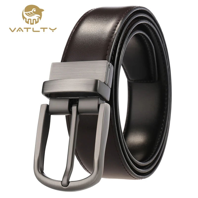 

Официальный аутентичный мужской кожаный ремень VATLTY, пряжка из твердого металла, вращающаяся на 360 °, натуральная воловья кожа, повседневные ...