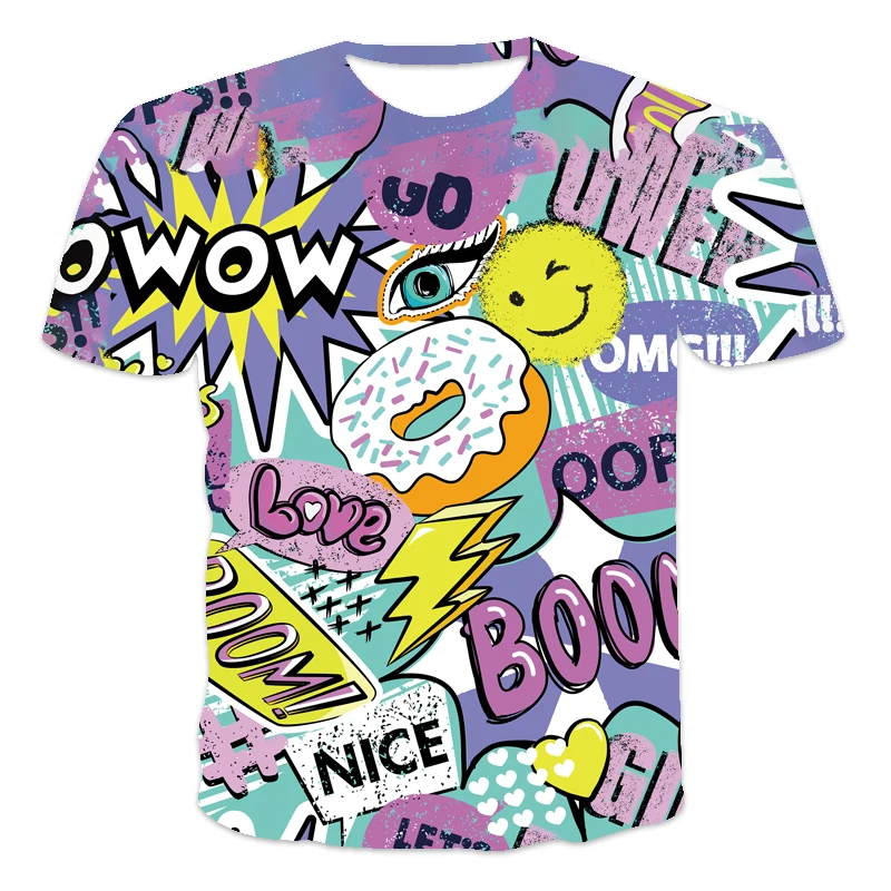 

Summer New Men's T-shirt Loose Clothes, Short Sleeve Fashion Graffiti Printed Men's T-shirt