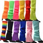 Женская грелка для ног, разноцветная трикотажная греющая Обложка для ног, стильная эластичная длинная трубка для ног