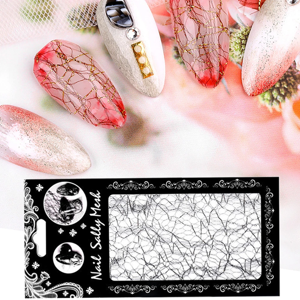 Наклейки для ногтей серебристые золотистые сетчатые | Красота и здоровье