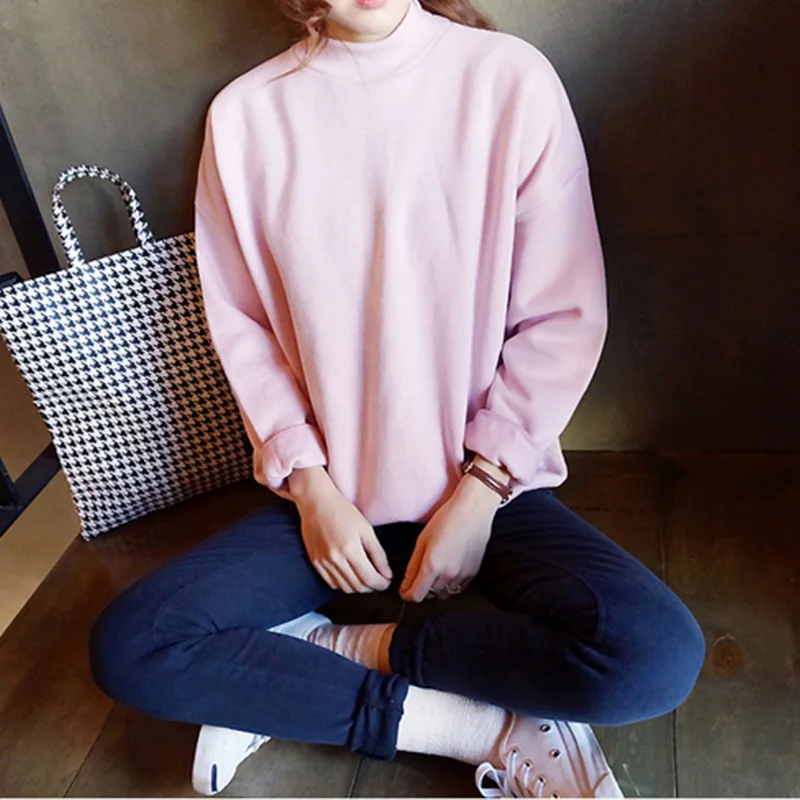 Женская зимняя толстовка с круглым вырезом и длинными рукавами бархатные теплые