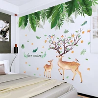 nordic deer green plants wall stickers home office decor modern living room bedroom decor murals art removable wallstickers art