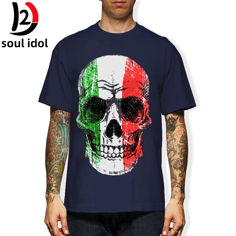 Футболка с черепом ITALIEN Italian Italiana TOTENKOPF FLAGGE EM WM S M L XL XXL Харадзюку модная
