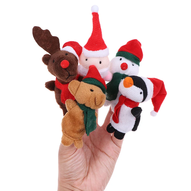 

5Pcs/set Christmas Santa Claus Friends Finger Plush Toys Child Baby Favor Dolls Boys Girls Finger Puppets