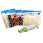 Вакуумные пакеты на молнии для хранения продуктов, многоразовые, для сохранения свежести продуктов, кухонный органайзер, ручной вакуумный насос