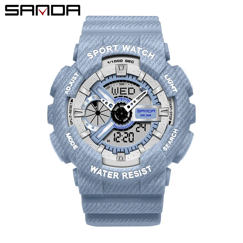 SANDA многофункциональные водонепроницаемые электронные часы для любителей