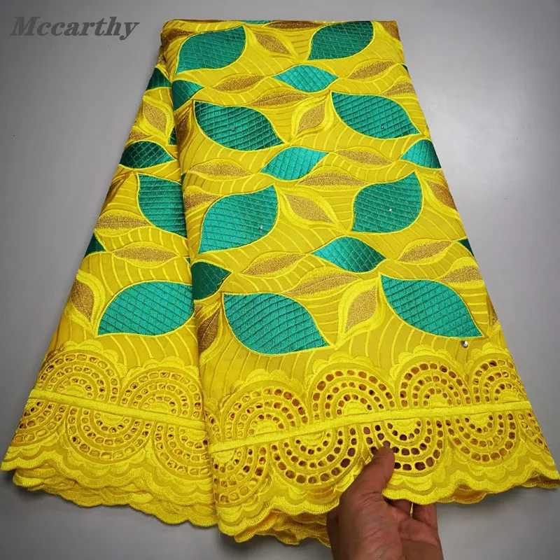 100% Cotton African Swiss Voile Dry Lace Fabric 2.5 Yards High Quality Borer Embroidery Nigerian Asoebi Lace Fabric 2021