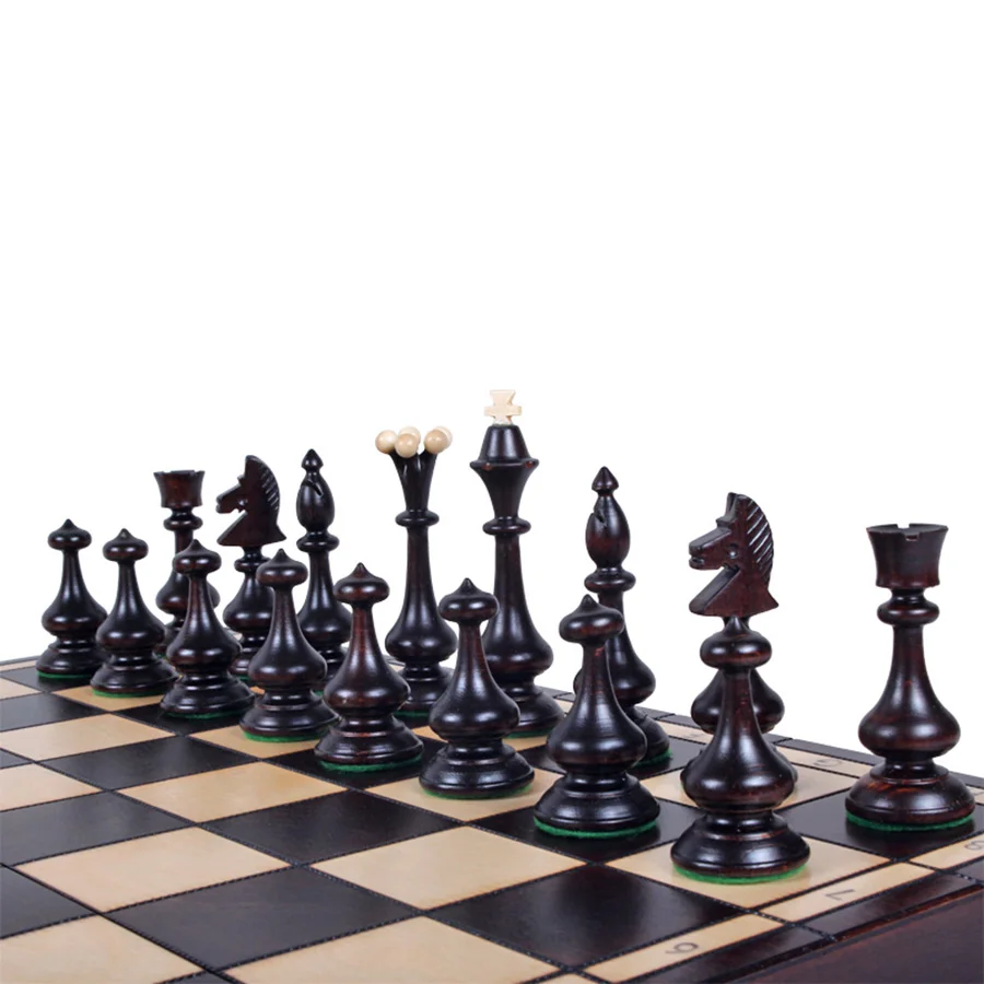 

Crafted Chess Set Tournament Luxury Wood Pieces Portable Kids Travel Games Retro Classic Foldable Boardgame Juego De Mesa Decor