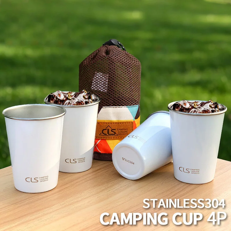 4pcs/lot 1400ml Outdoor Camping Tableware Travel Cups Set Picnic Supplies Stainless Steel Wine Beer Cup Whiskey Mugs