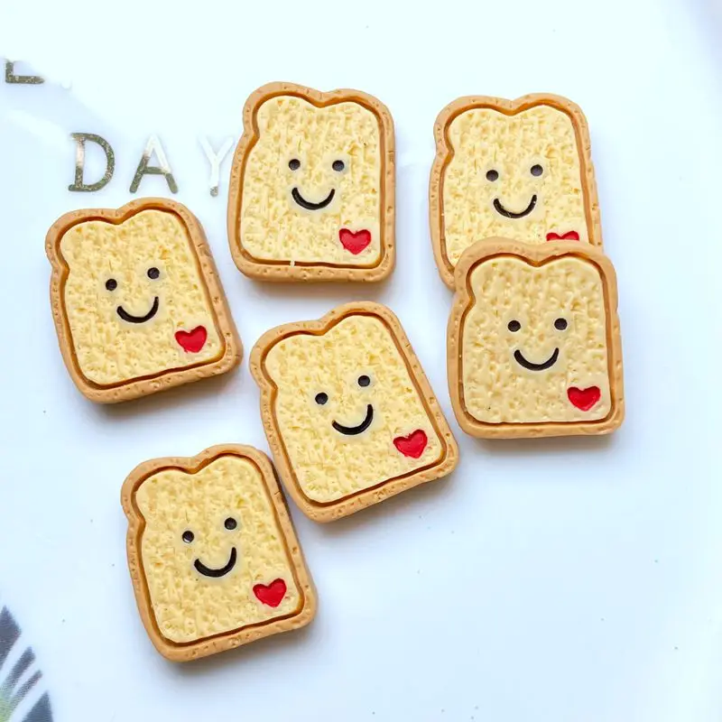 

10pcs New Resin Cute Mini Bread Flat Back Cabochon Scrapbook Kawaii DIY Embellishments Accessories